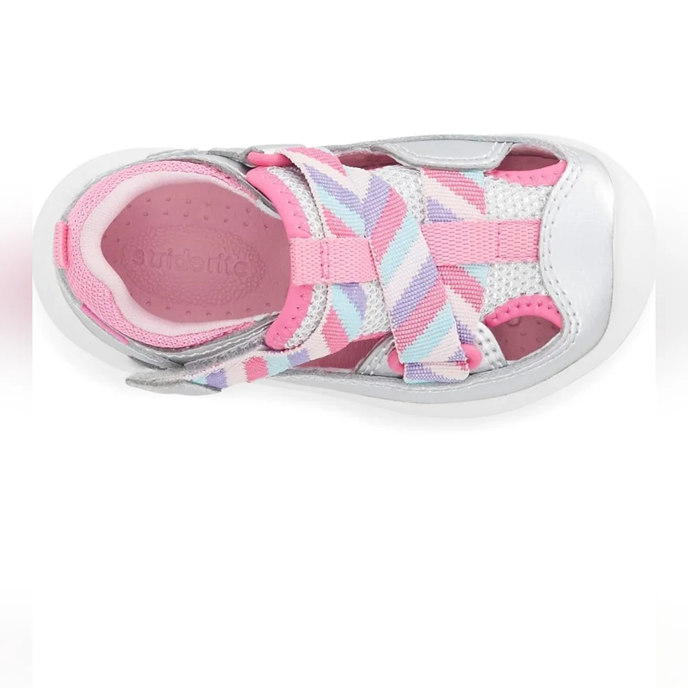Silver Rainbow Kids Shoes Stride Rite Unisex-Child SRT Surf Sandal girl size 5 W - Picture 3 of 7